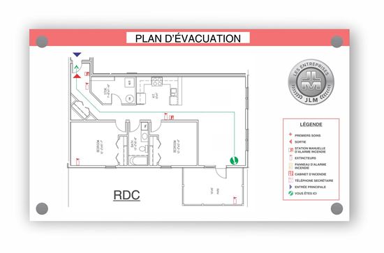 Image sur Plan d'évacuation 17" X 11"